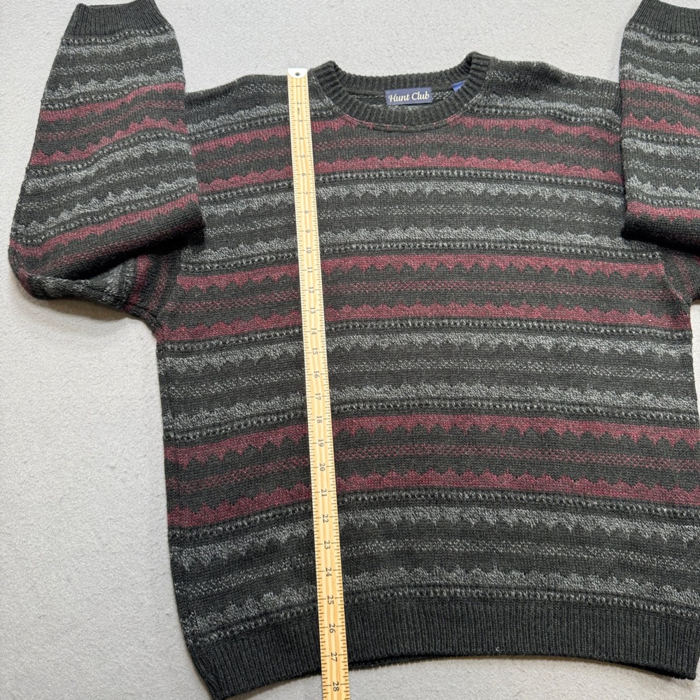 Hunt Club Sweater Men's XL Gray Red Striped Ribbed Knit Crewneck Pullover Canada - Picture 4 of 6